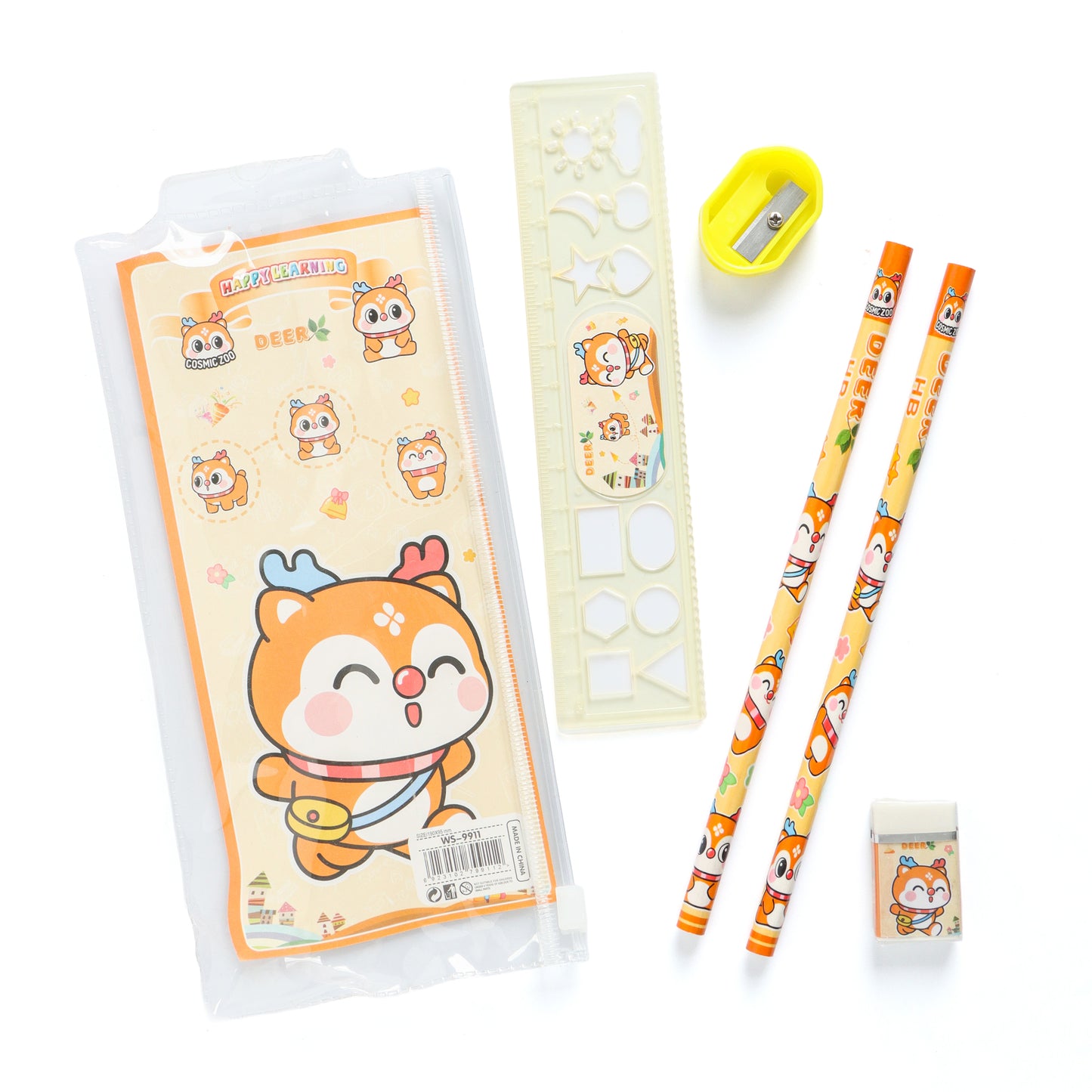 Kids Cartoon Stationery Set – Assorted Pack of 5