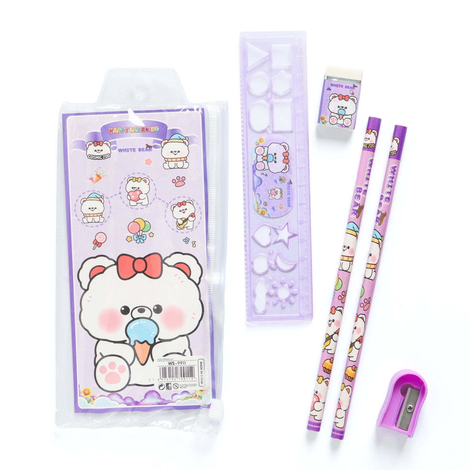 Kids Cartoon Stationery Set – Assorted Pack of 5