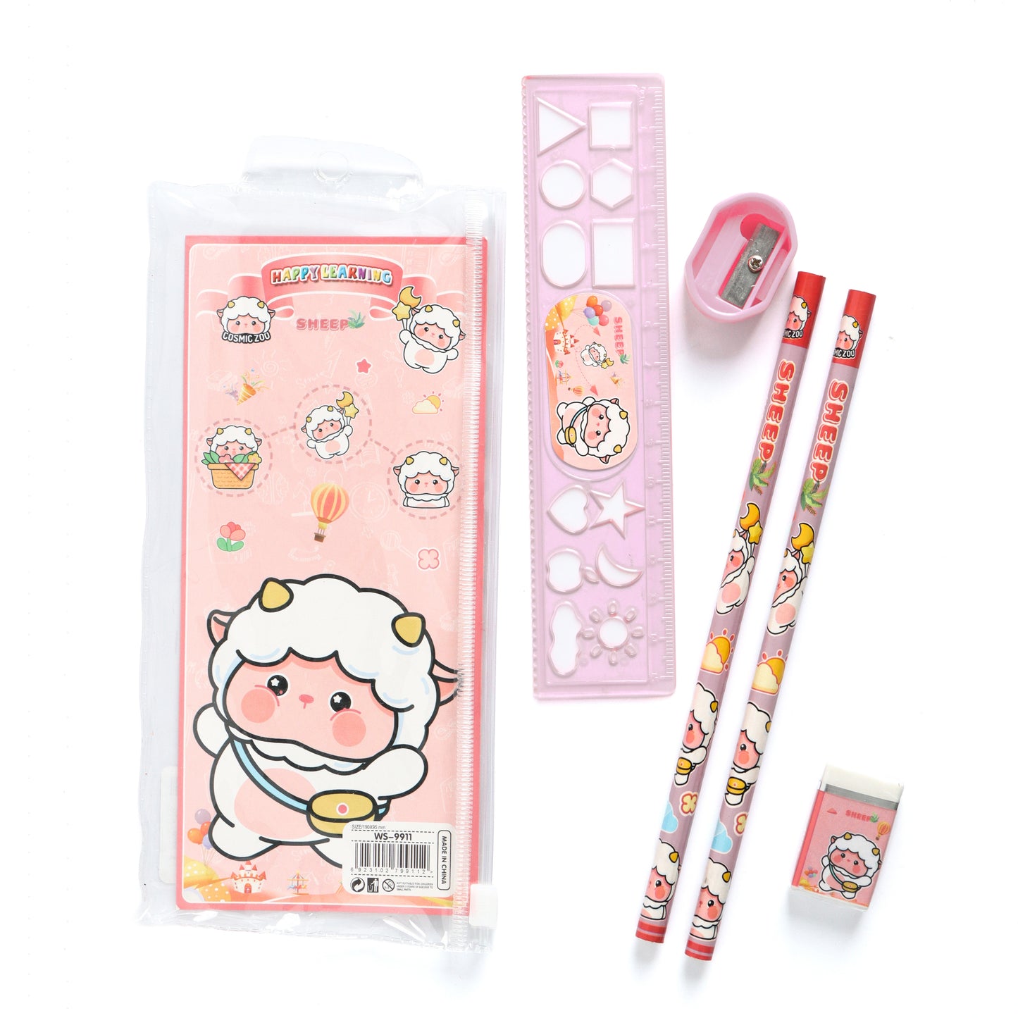 Kids Cartoon Stationery Set – Assorted Pack of 5