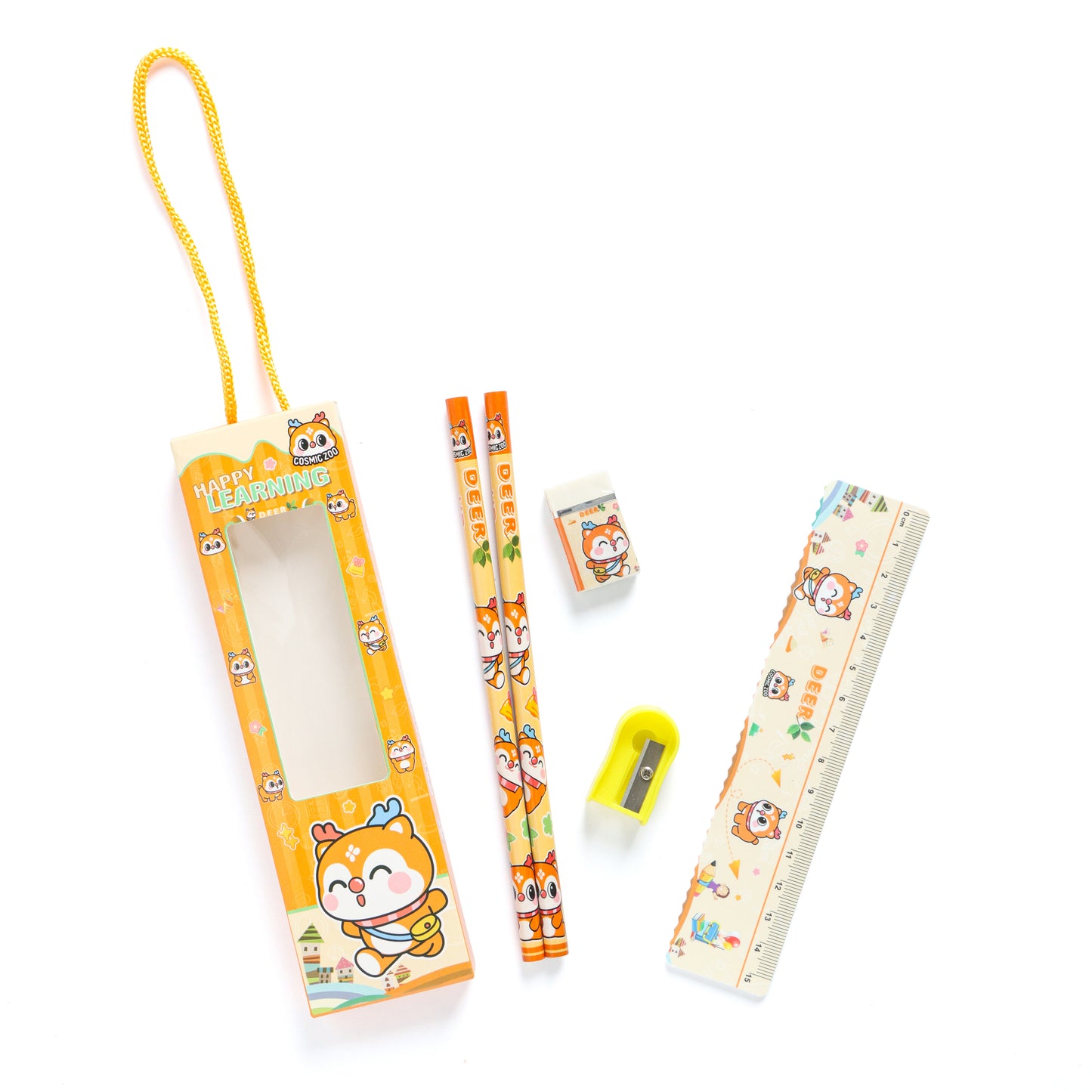 Kids Cartoon Stationery Gift Set with Handle – Assorted Pack of 5