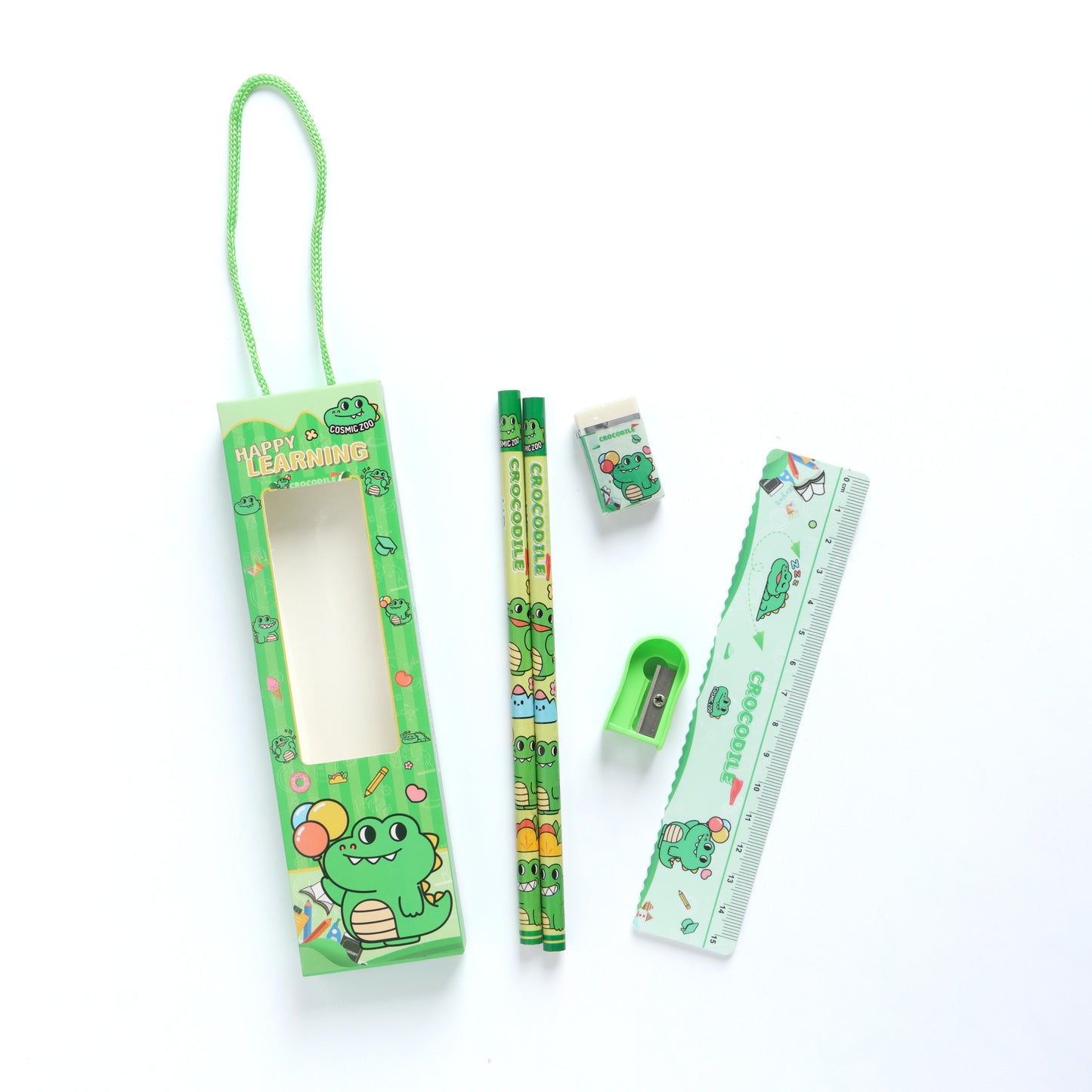 Kids Cartoon Stationery Gift Set with Handle – Assorted Pack of 5