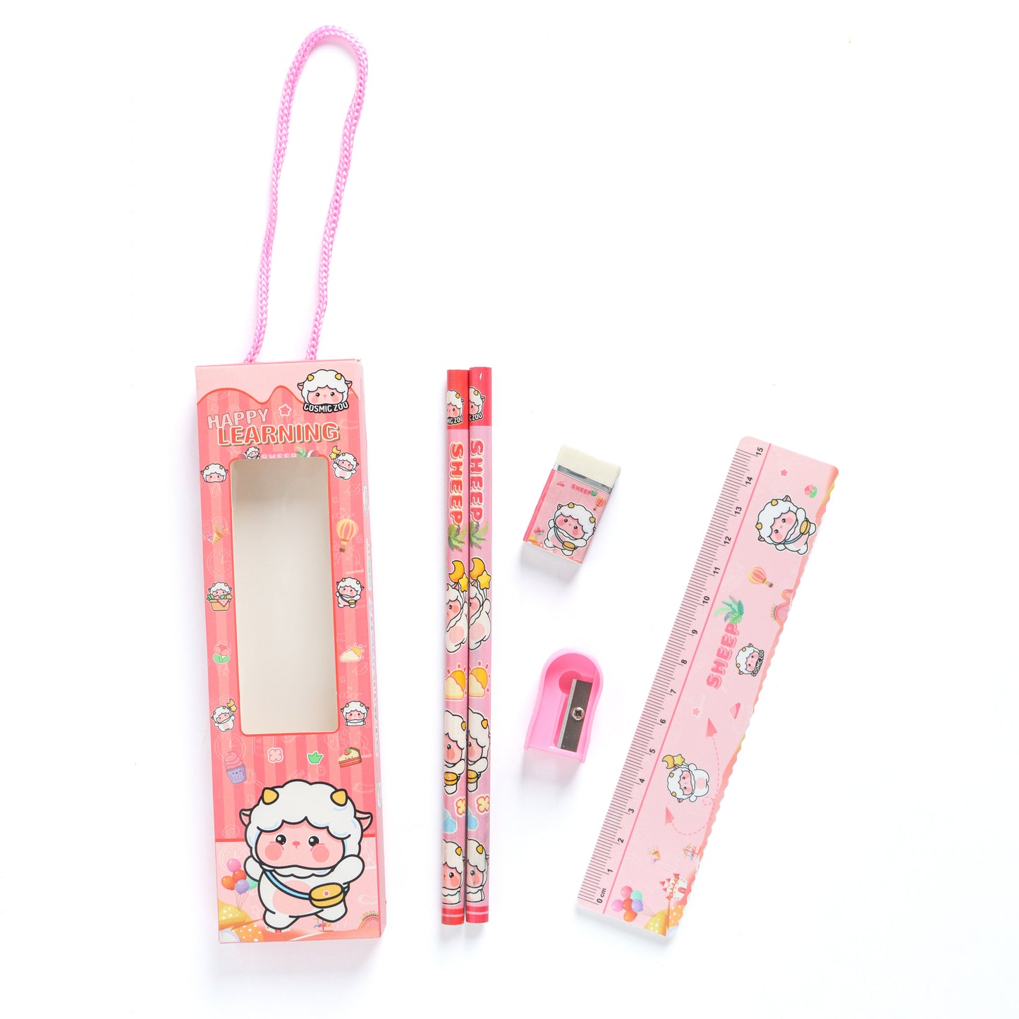 Kids Cartoon Stationery Gift Set with Handle – Assorted Pack of 5