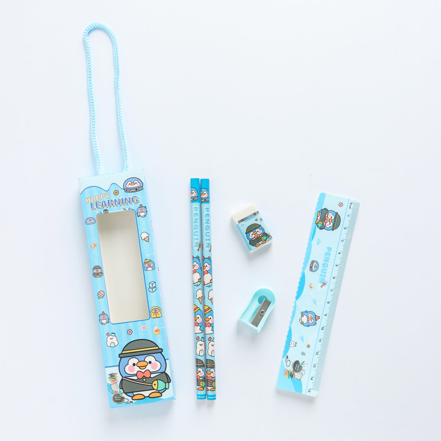 Kids Cartoon Stationery Gift Set with Handle – Assorted Pack of 5