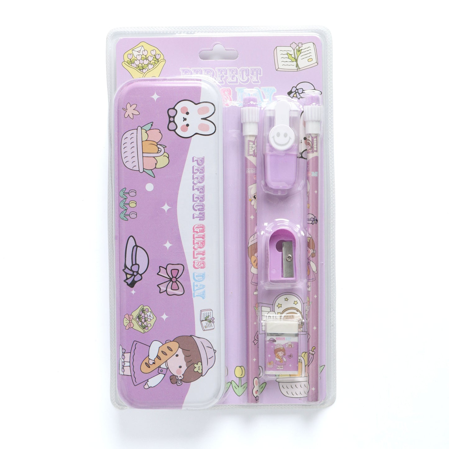 Kids Cartoon Pencil Box Stationery Set – Assorted Pack of 1