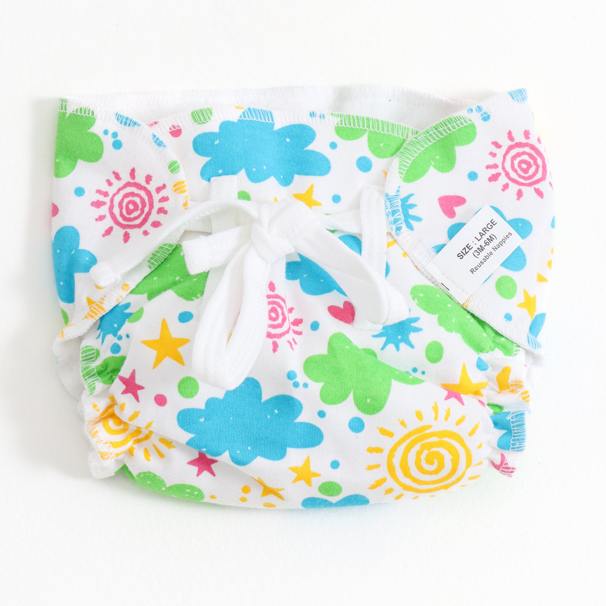 JusCubs Unisex Infant Tie-Up Reusable Cloth Nappy Set | Assorted Prints (Pack of 3)