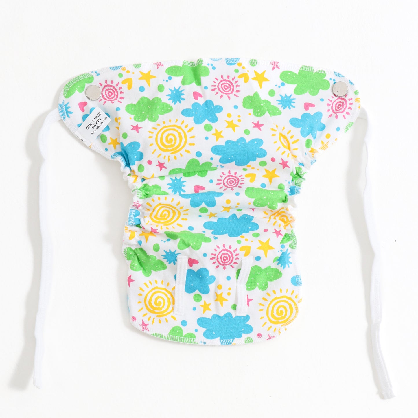 JusCubs Unisex Infant Tie-Up Reusable Cloth Nappy Set | Assorted Prints (Pack of 3)