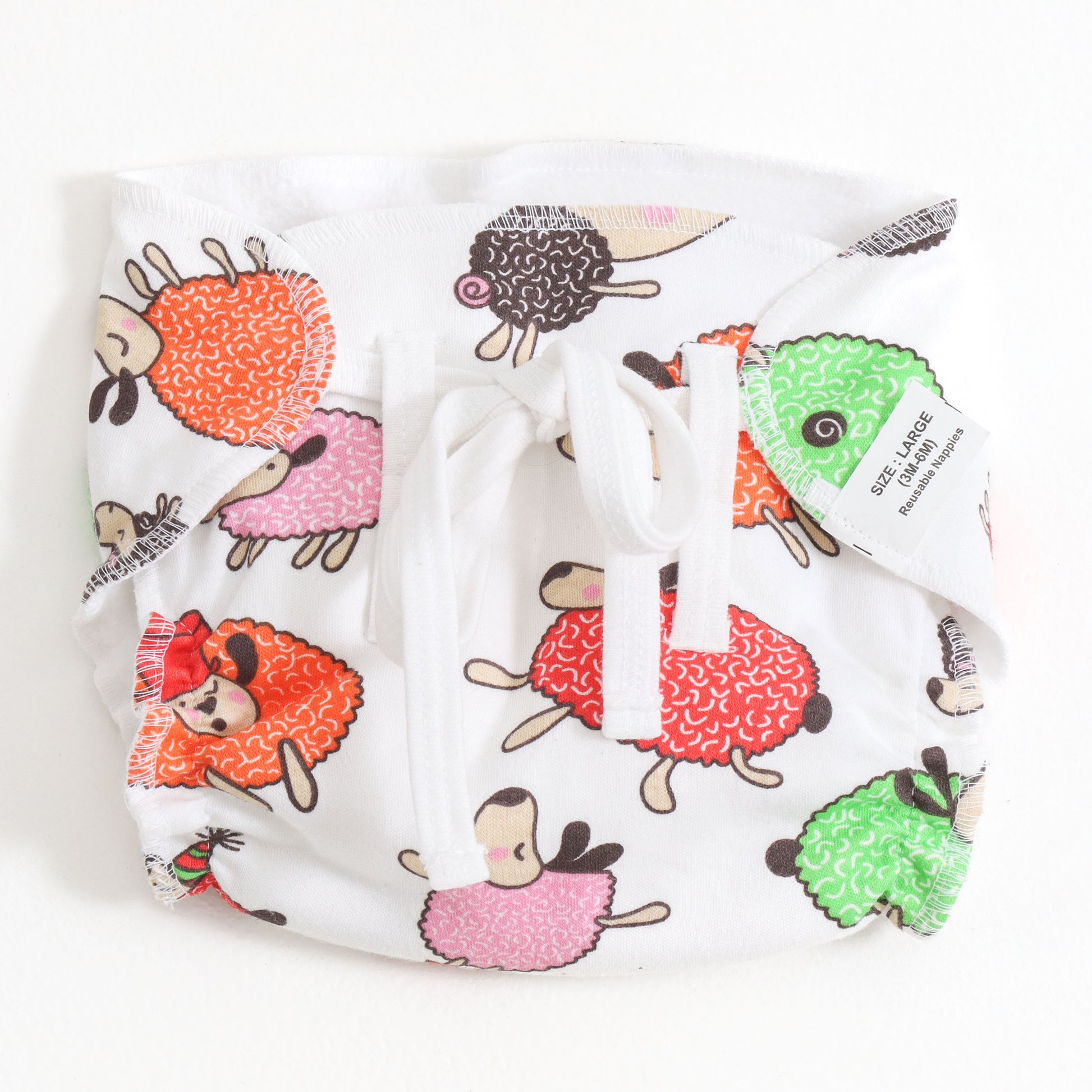 JusCubs Unisex Infant Tie-Up Reusable Cloth Nappy Set | Assorted Prints (Pack of 3)