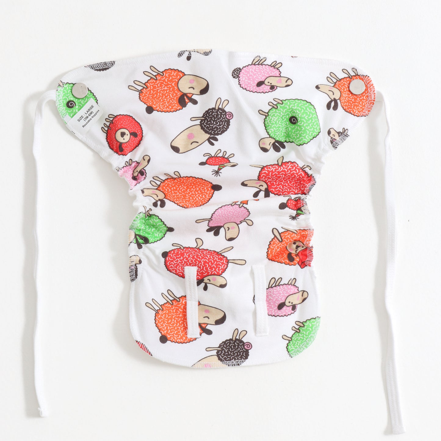 JusCubs Unisex Infant Tie-Up Reusable Cloth Nappy Set | Assorted Prints (Pack of 3)