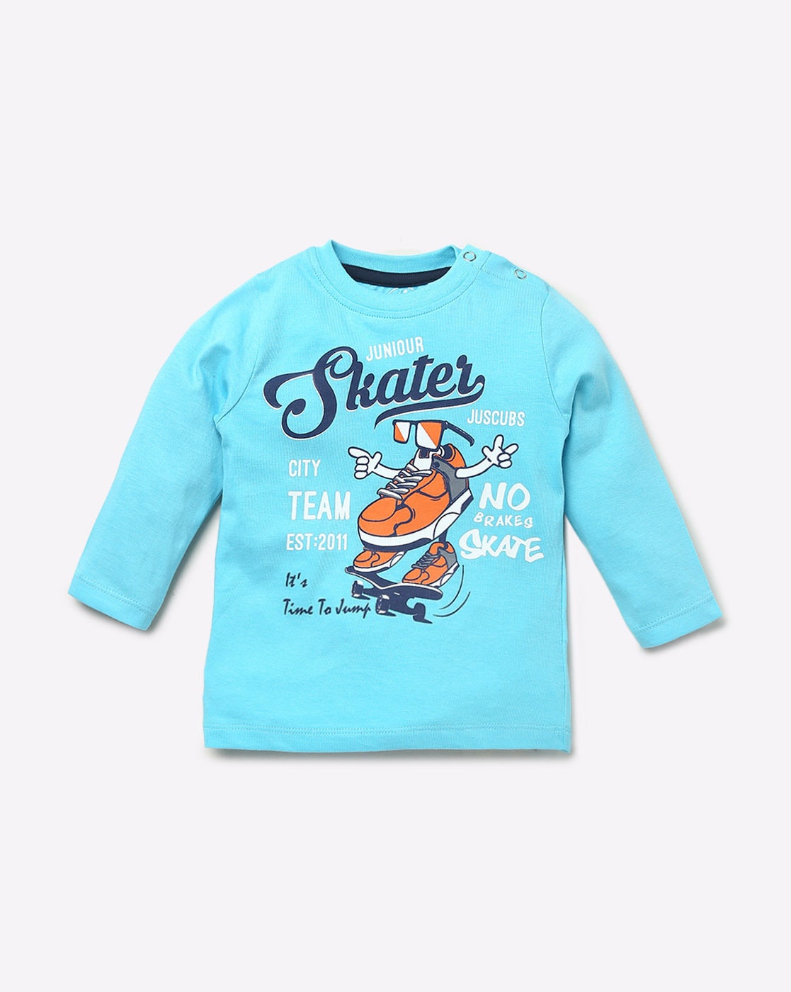 Skater Printed Full Sleeve Tee - Light Blue
