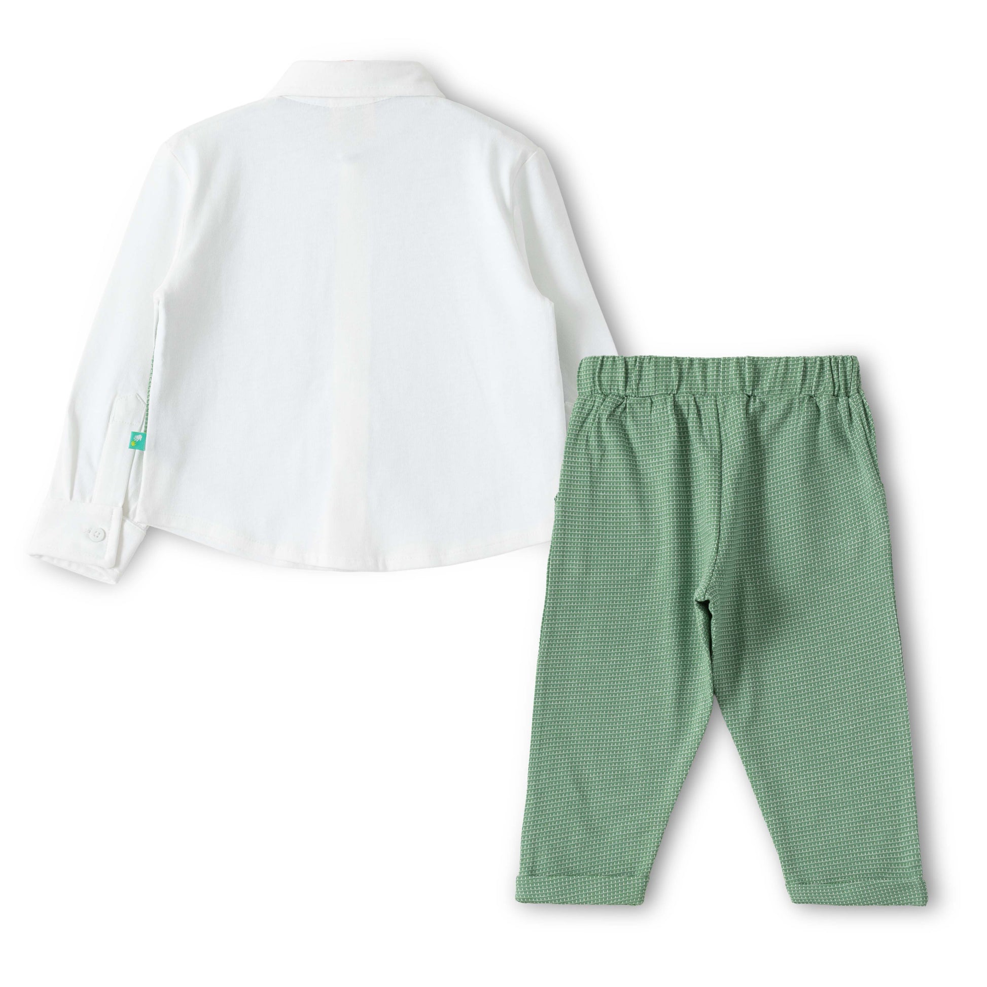 Baby Boys Green Party Wear 3-Piece Set – Shirt, Waistcoat & Bow Tie with Pants