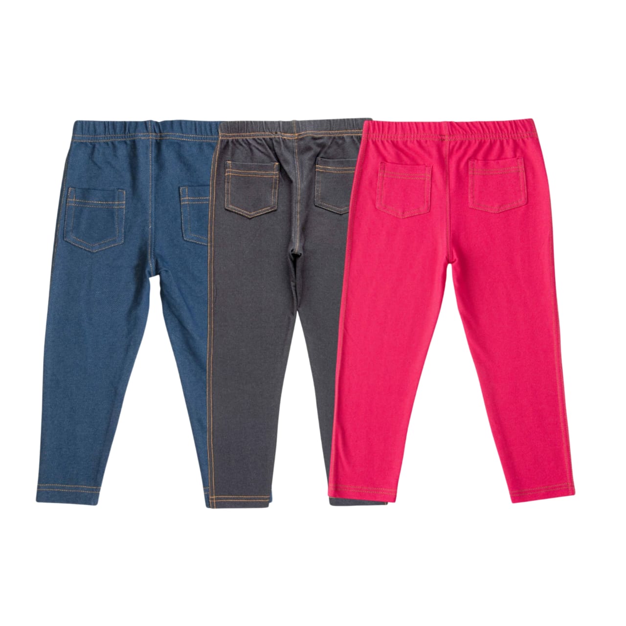 "Girls' Cotton Blend Leggings - Pack of 3 (Navy Blue, Black, Dark Fushia ) - Soft, Stretchable & Everyday Wear"