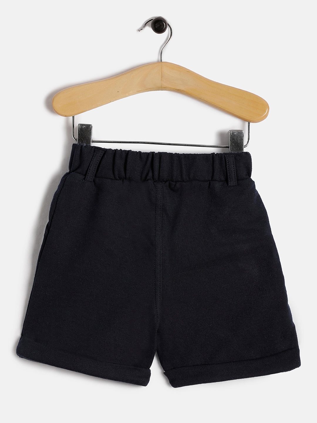Baby Boys Classic Black Elastic Waist Shorts with Folded Hem