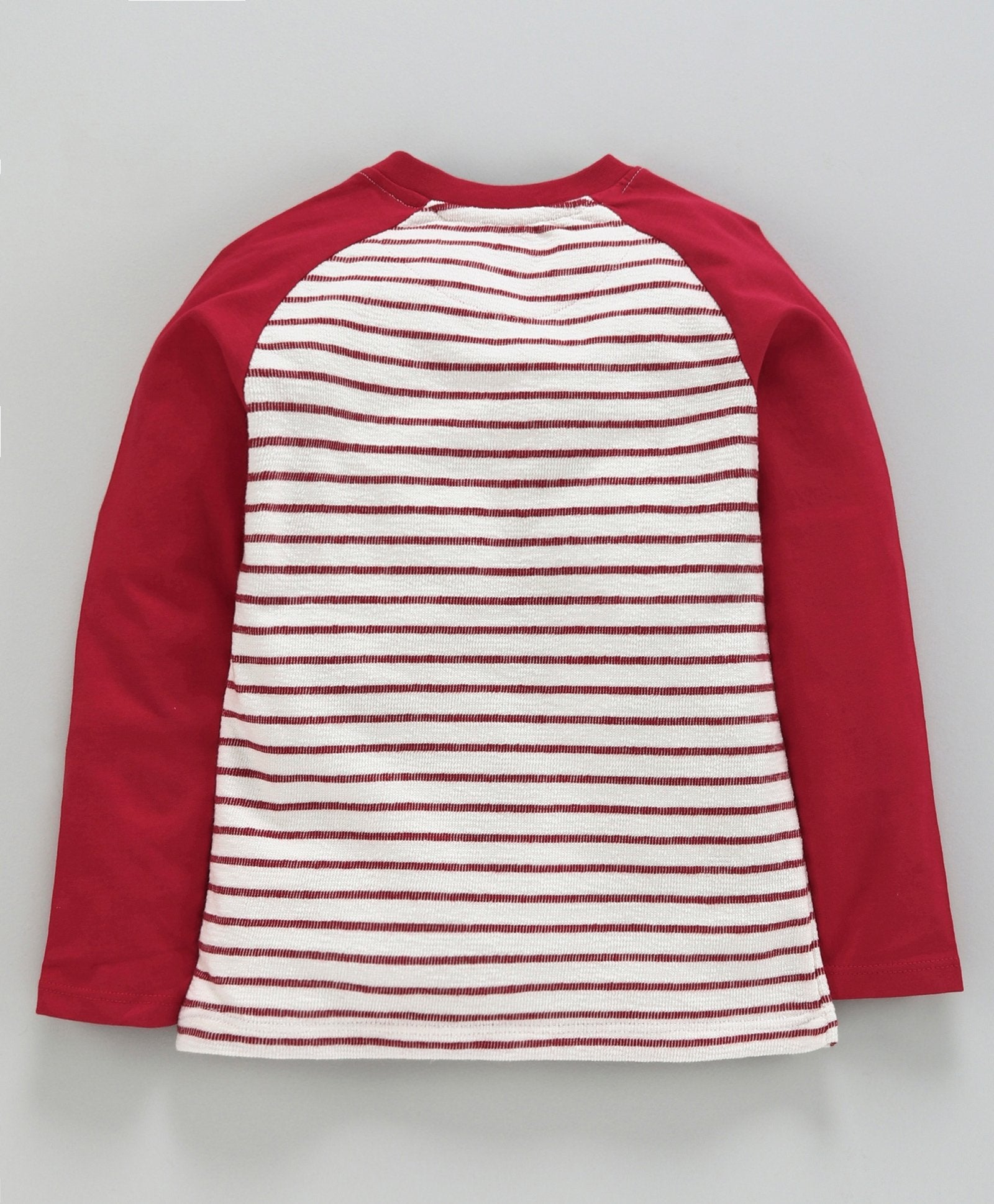 Striped Full Sleeves Tee - White & Red