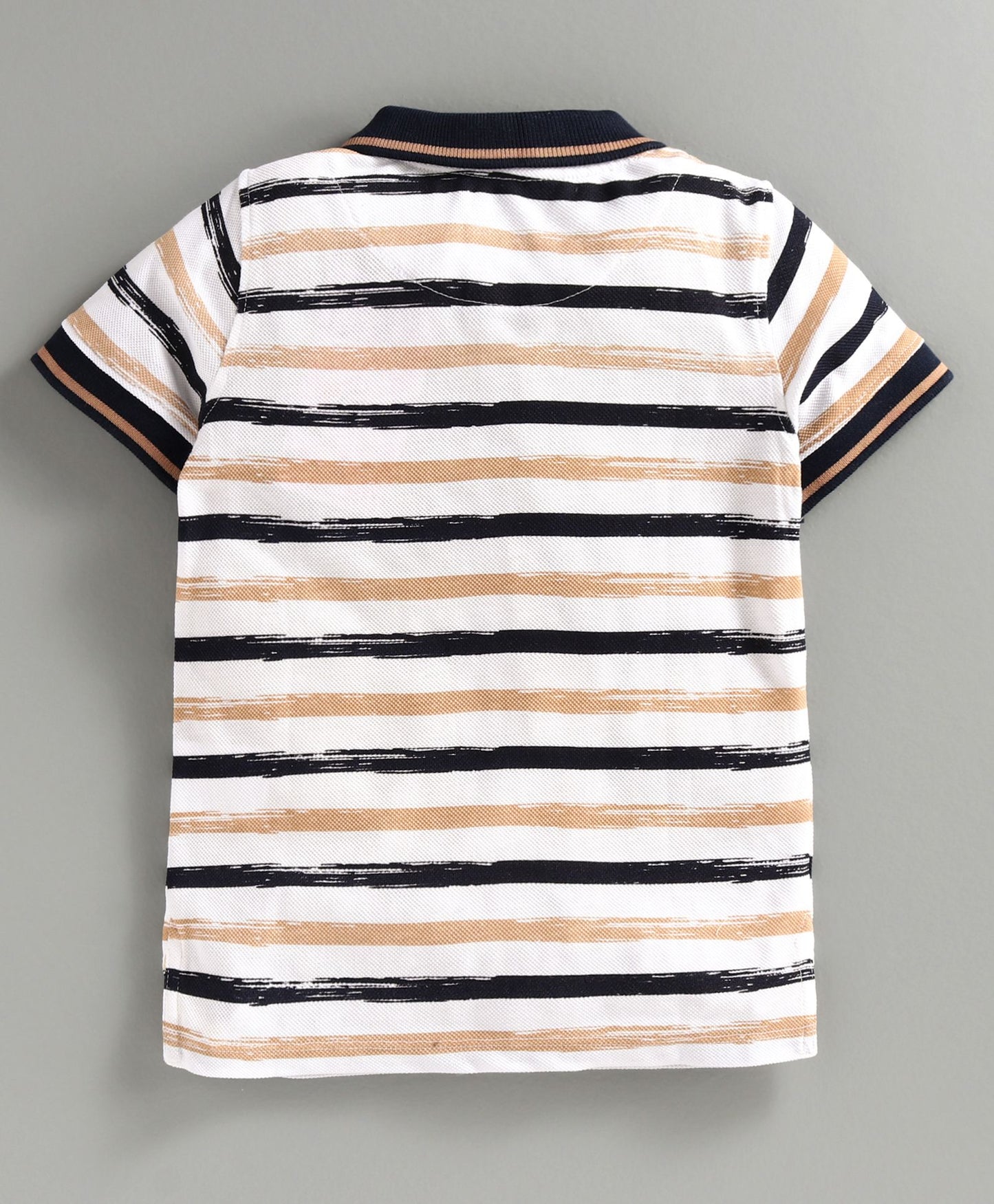 Boys' Striped Cotton Polo T-Shirt – “Paradise” Print, Short Sleeves (Yellow/Blue Variants)