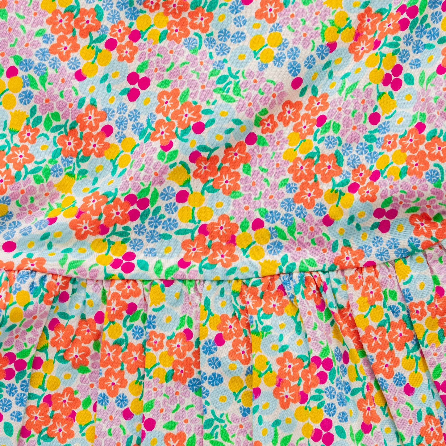 "Girls' Long Sleeve Floral Print Dress – Colorful Spring Cotton Frock"
