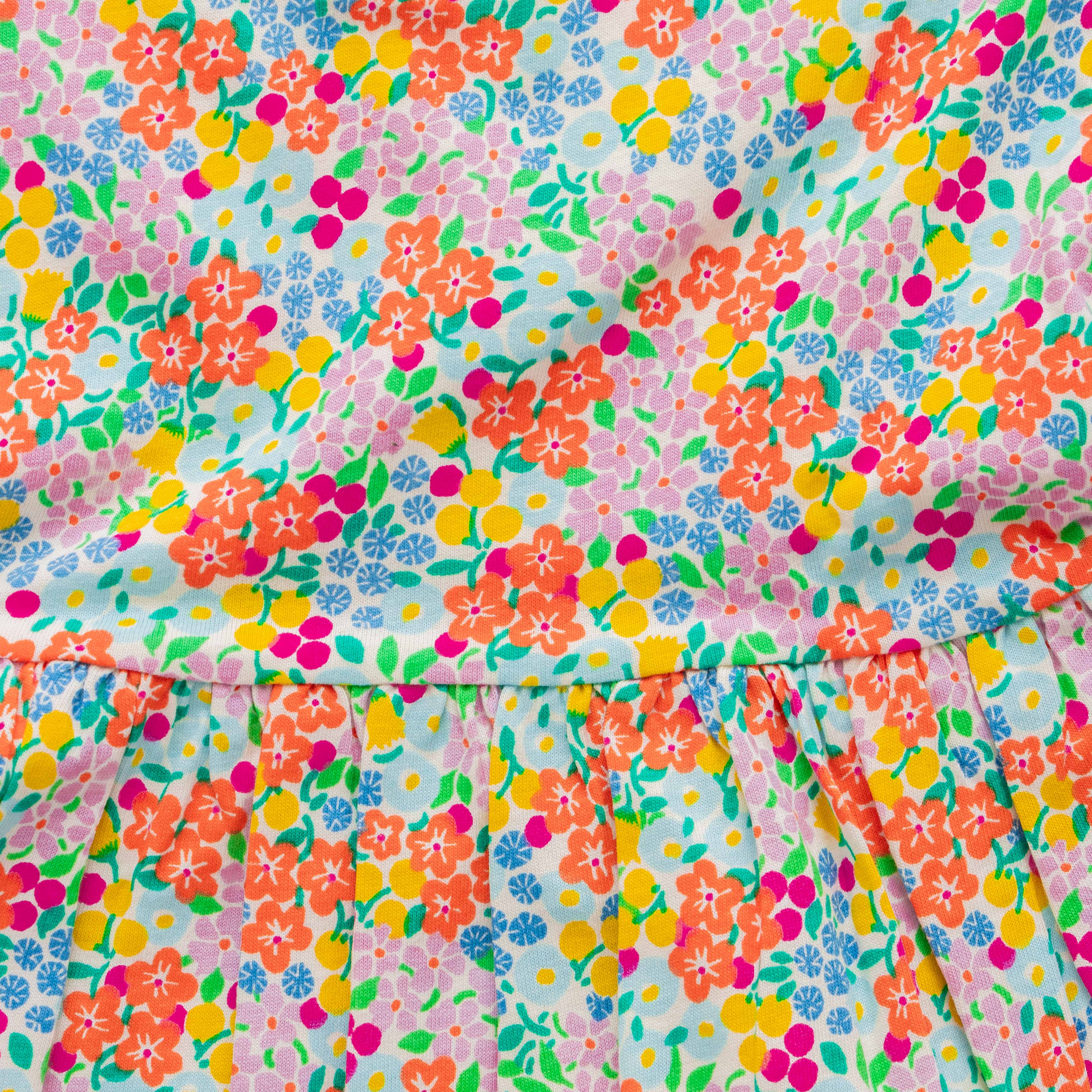 "Girls' Long Sleeve Floral Print Dress – Colorful Spring Cotton Frock"