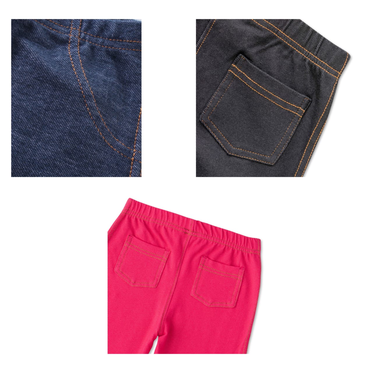 "Girls' Cotton Blend Leggings - Pack of 3 (Navy Blue, Black, Dark Fushia ) - Soft, Stretchable & Everyday Wear"
