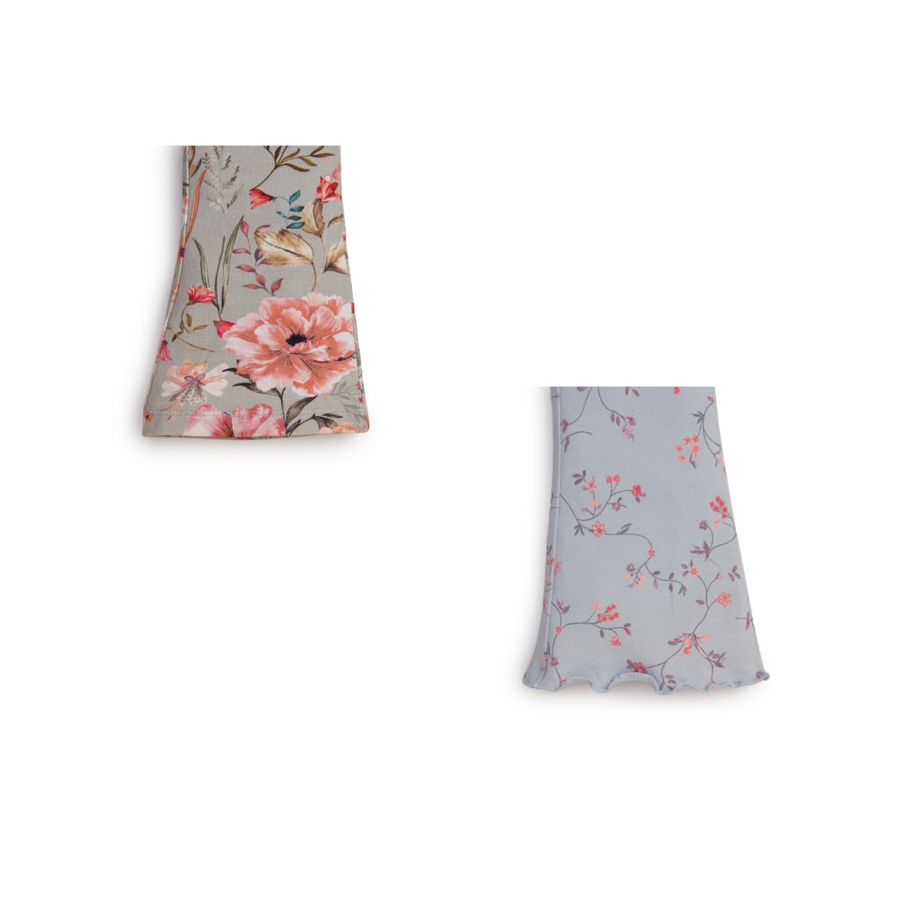 "Girls' Floral Bell-Bottom Leggings - Pack of 2 (Multcolor & Blue)"