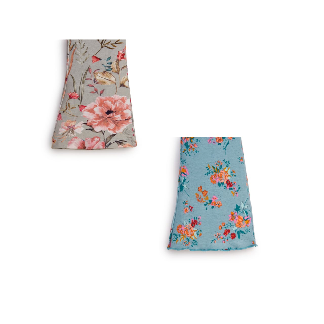"Girls' Floral Printed Flared Leggings - Pack of 2 (Multicolor & Teal Blue)"