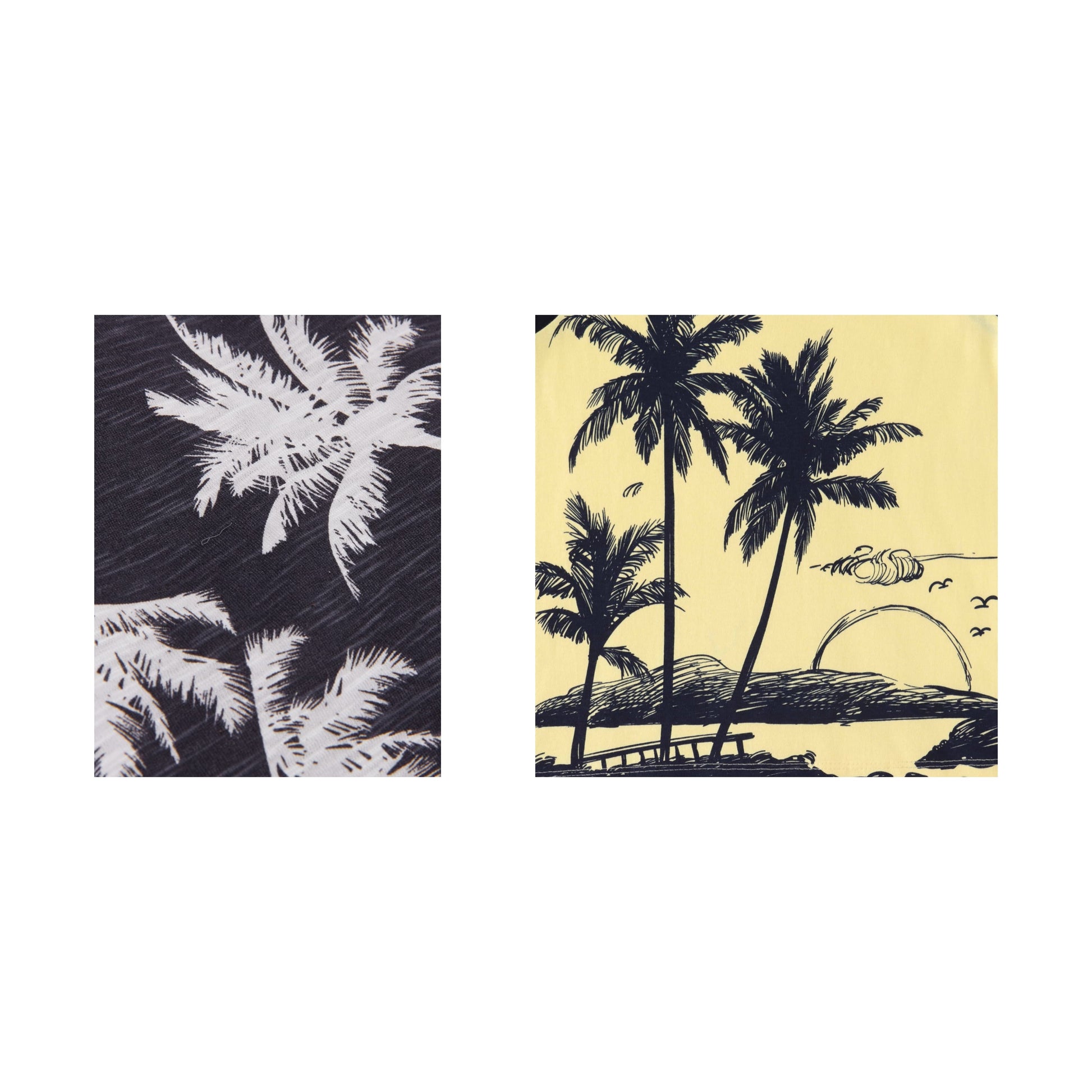 "Boys' Sleeveless Graphic T-shirt - Set of 2 (Tropical Palm Tree & Sunset Beach Prints)"