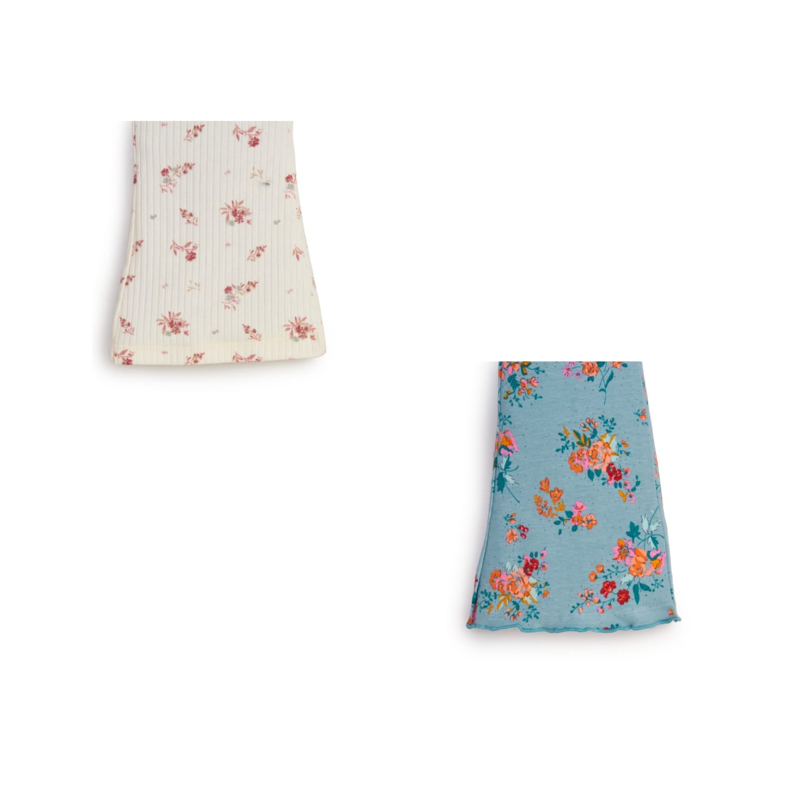 "Girls' Floral Flared Leggings - Pack of 2 (Cream & Teal Blue)"