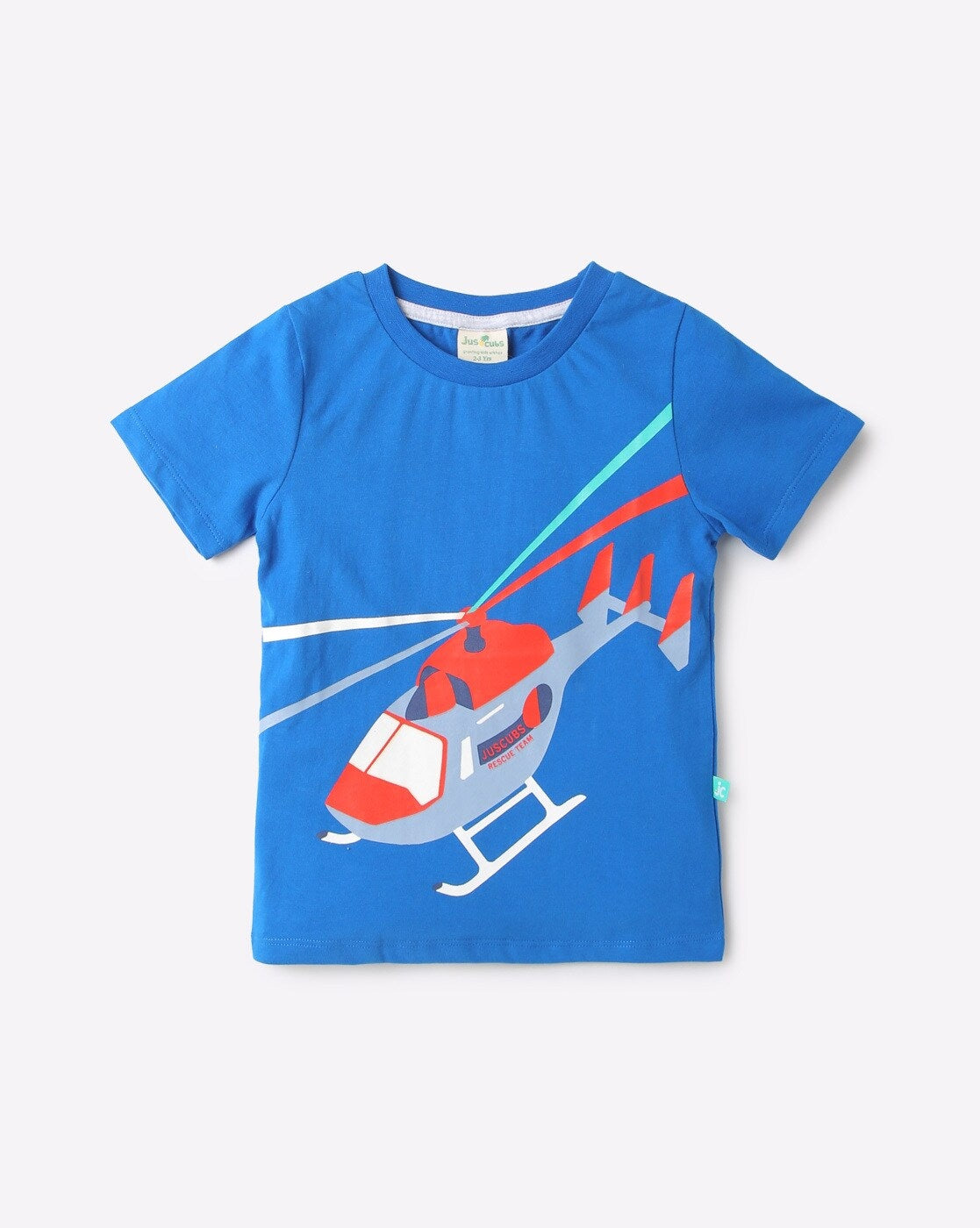Boys Helicopter Printed T-Shirt - Royal Blue
