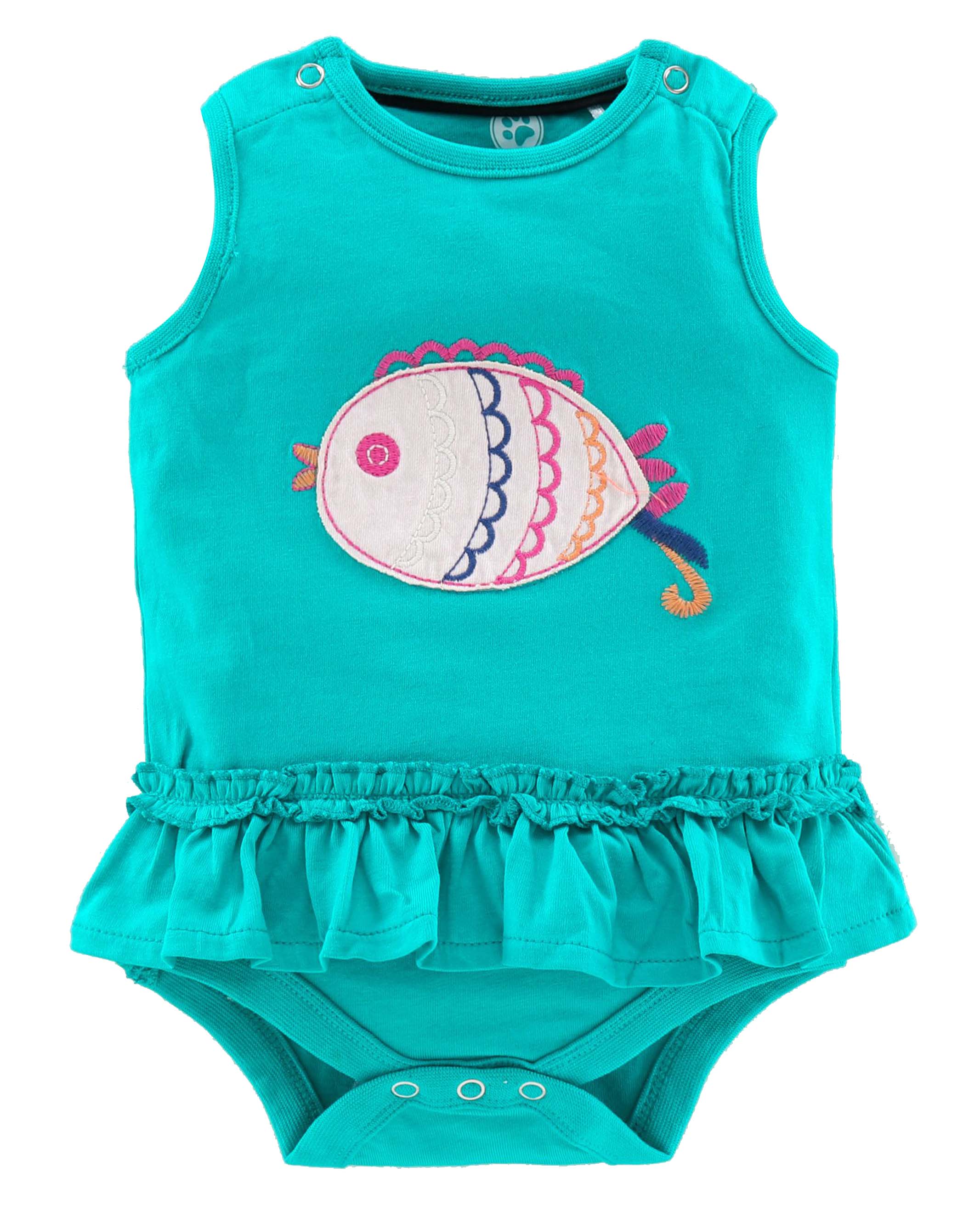 Girls Fish Embroidery Patch Body Suits