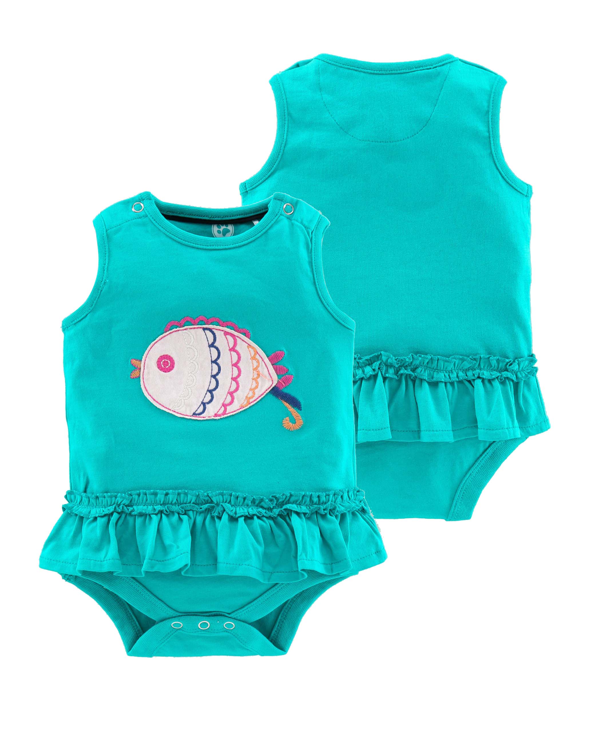 Girls Fish Embroidery Patch Body Suits