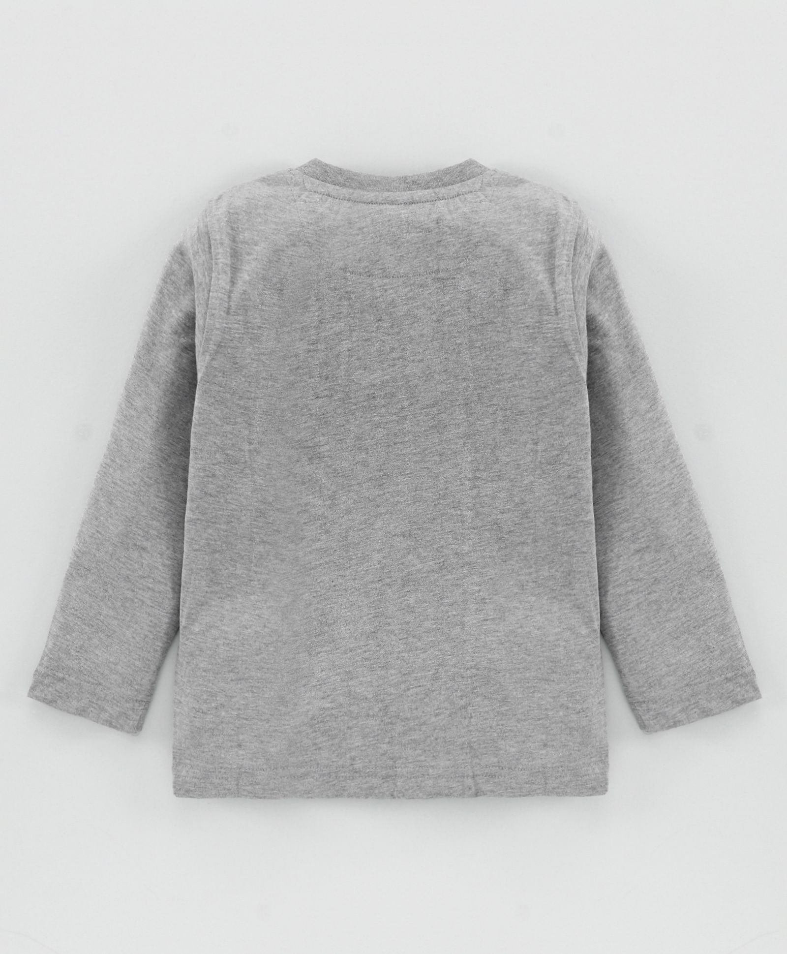 Boys Full Sleeve 100% Cotton Soft Feel Bio Wash Logo Print Tee - Grey