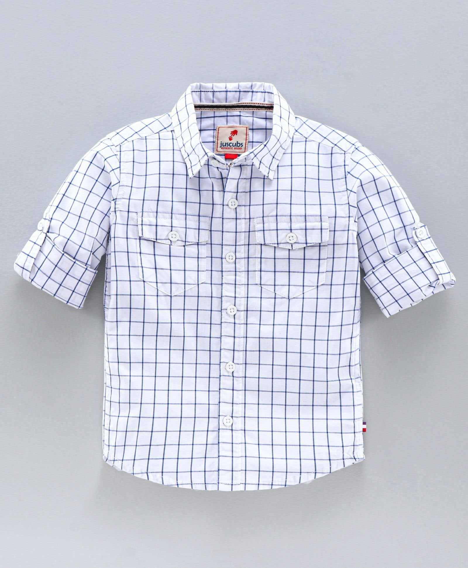 Full Sleeve Checked 100% Cotton Soft Feel Biowash Shirt - White