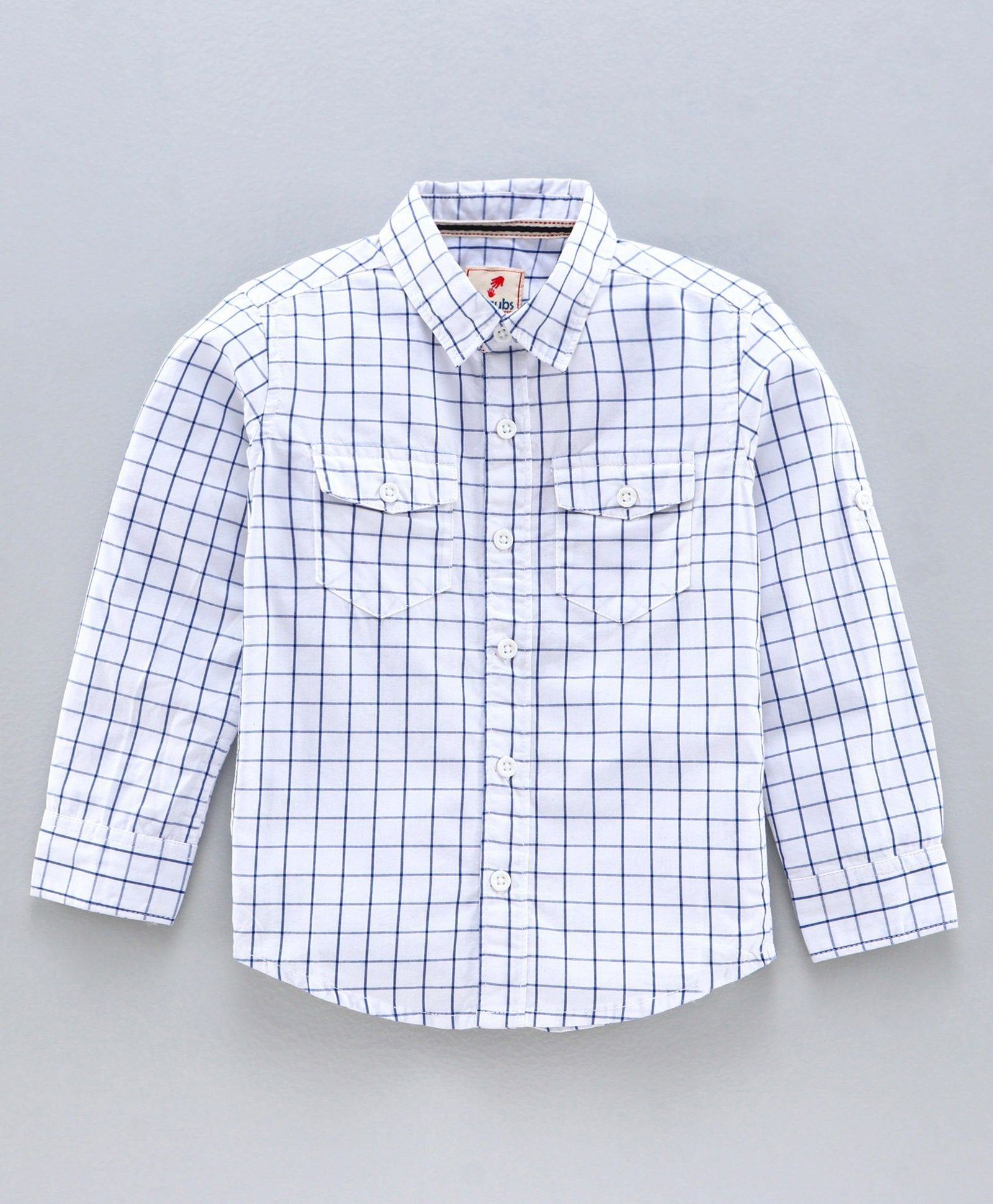 Full Sleeve Checked 100% Cotton Soft Feel Biowash Shirt - White