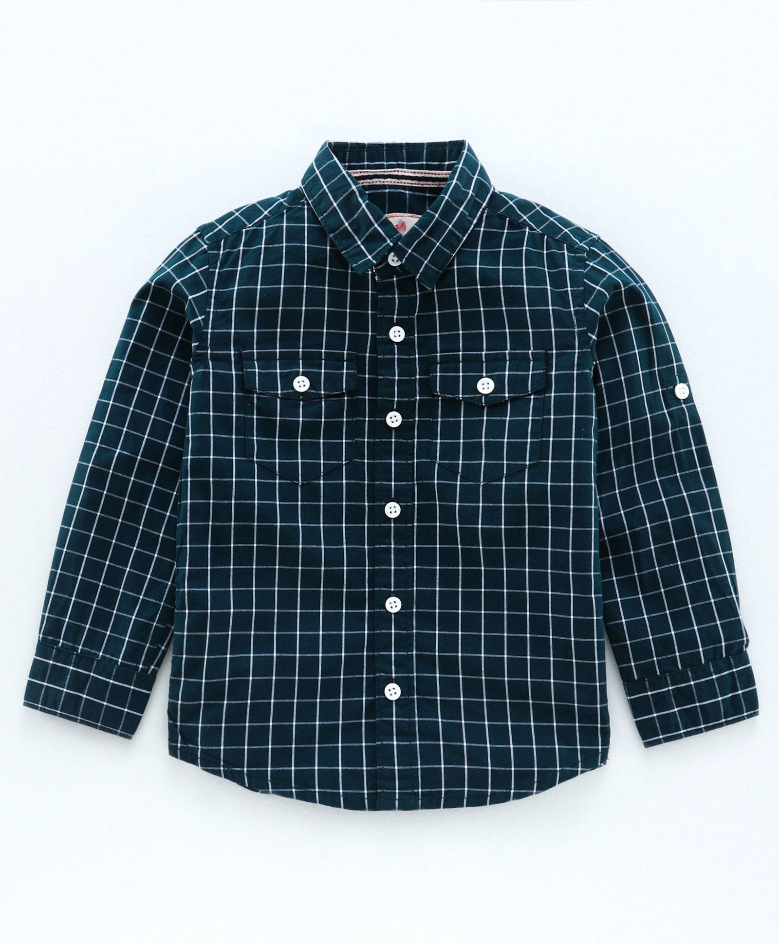 Full Sleeve Checked 100% Cotton Soft Feel Biowash Shirt - Green