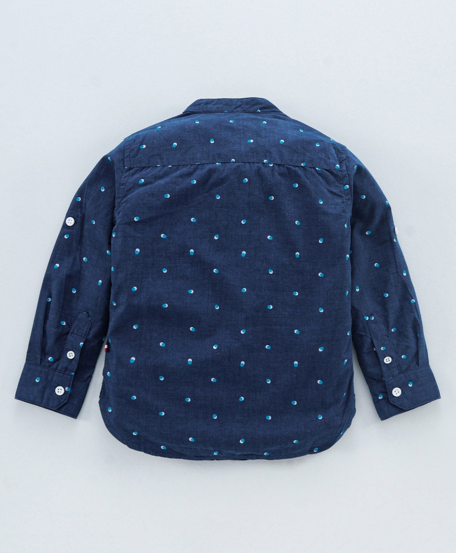 Full Sleeves All Over Printed 100% Cotton Soft Feel Bio-wash Shirt - Navy