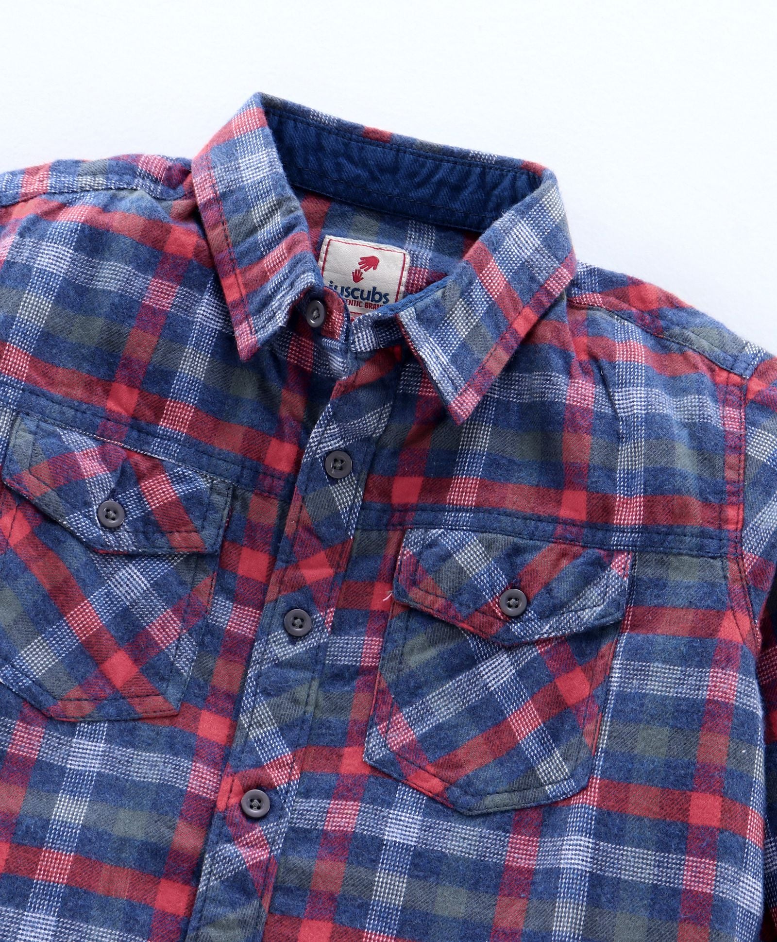 Full Sleeve Checkered Bio Wash Shirt - Blue & Red