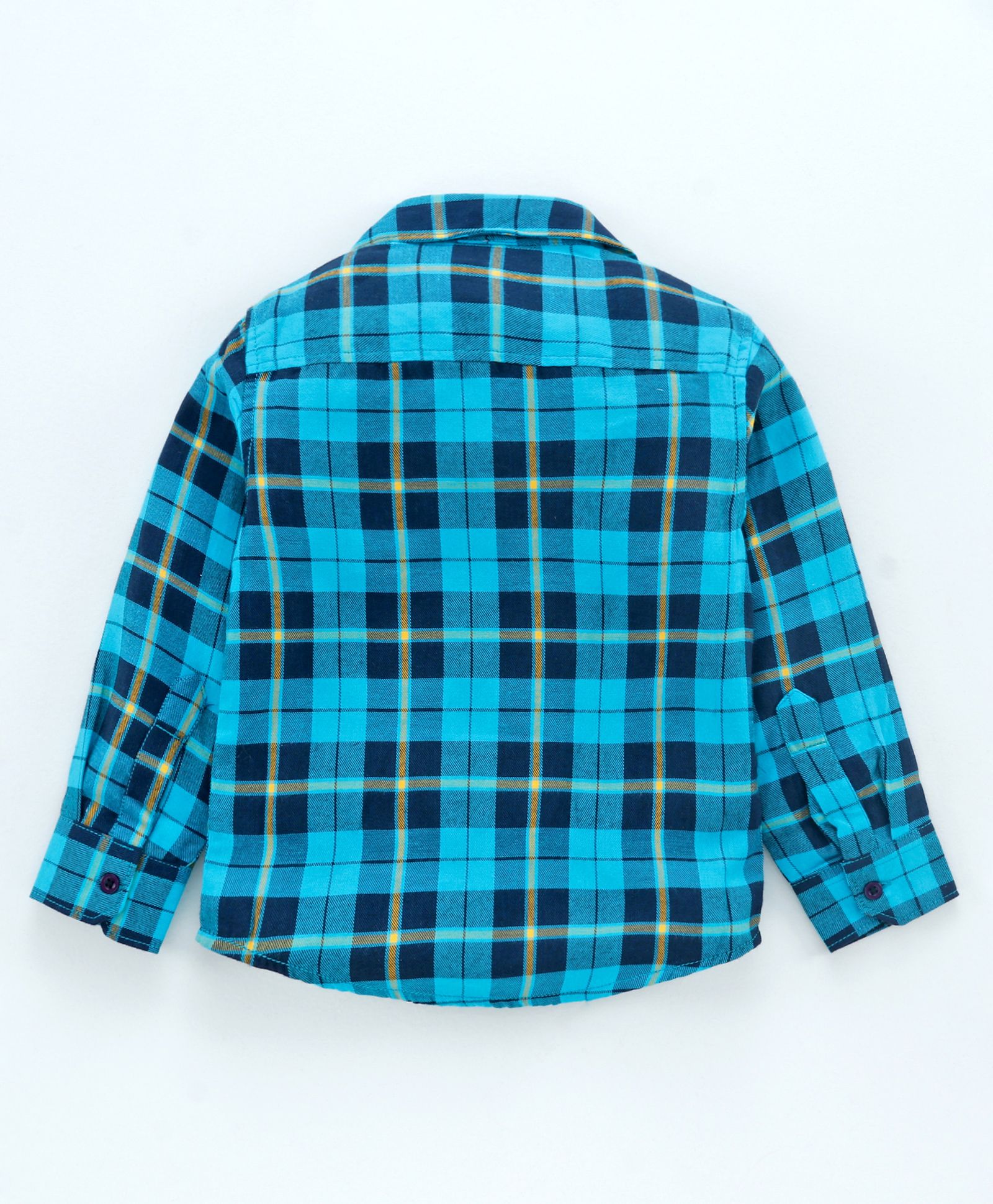 Full Sleeve Checkered Bio Wash Shirt - Blue