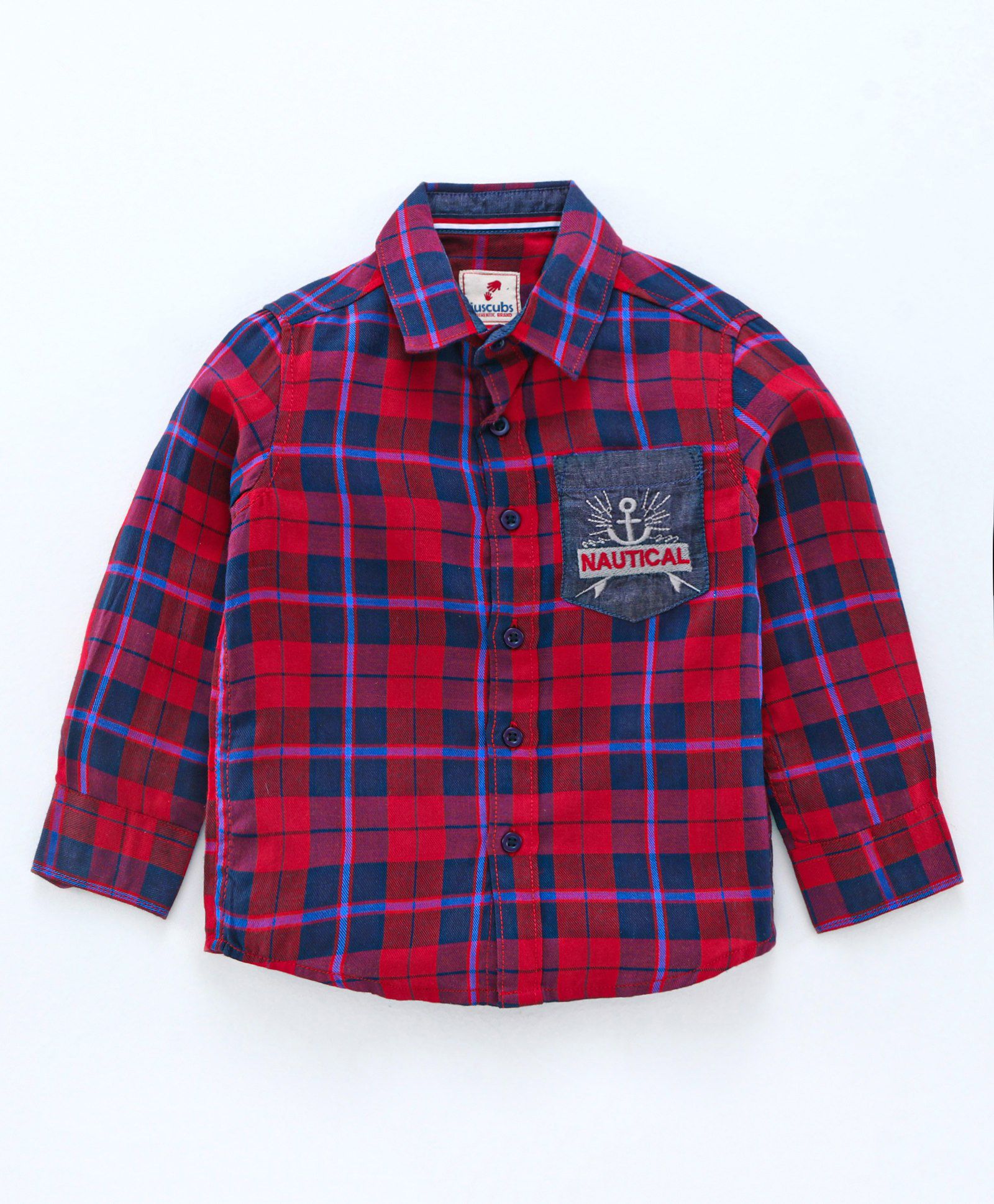 Full Sleeves Checkered Bio Wash Shirt - Red