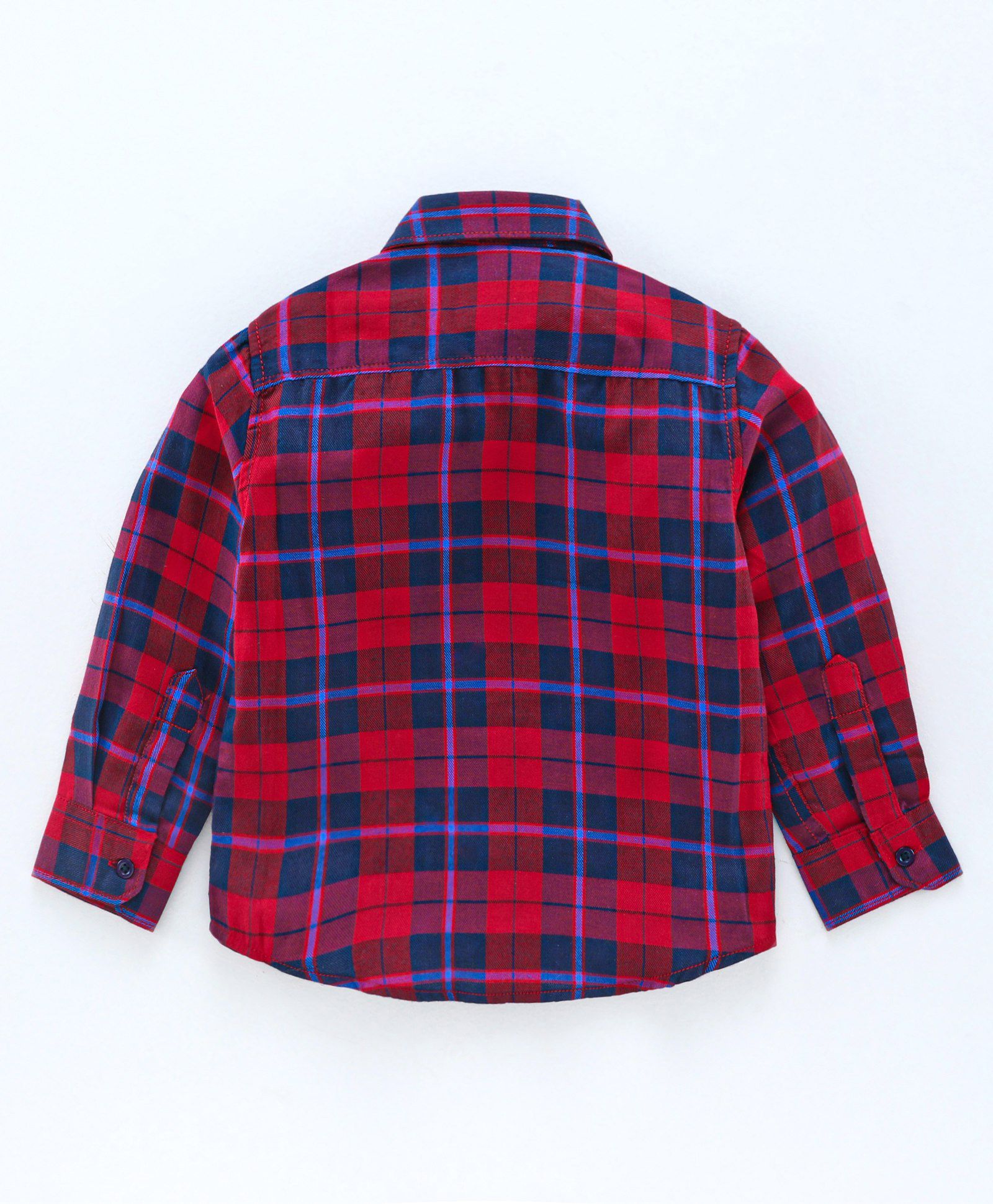 Full Sleeves Checkered Bio Wash Shirt - Red