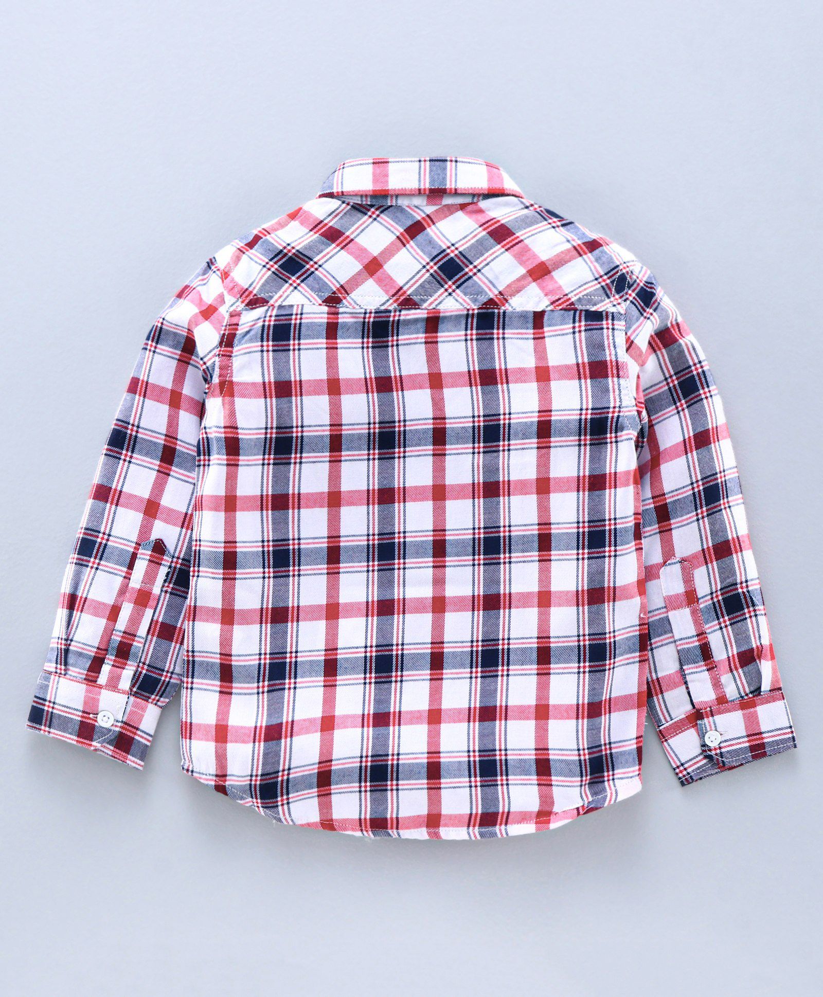 Full Sleeve Checkered Bio Wash Shirt - White