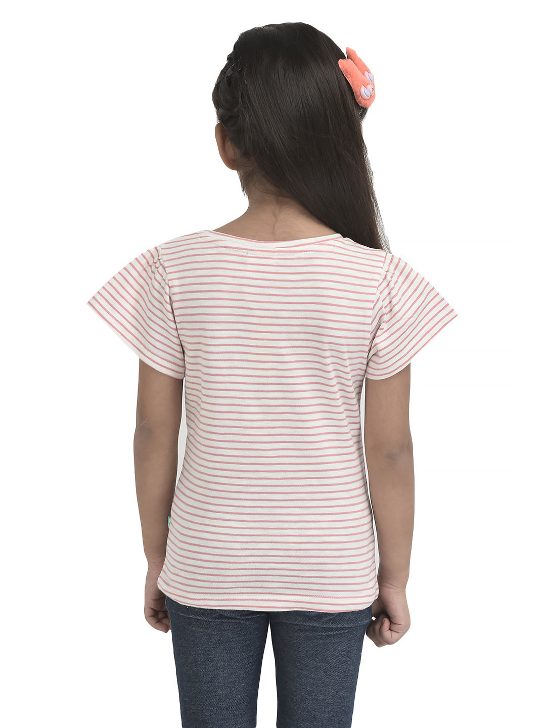 Girls Sequence Sunflower Work Half sleeve Bio-Washed T-Shirt - Pink & Blue