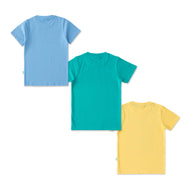 "Boys' Pack of 3 Graphic Printed T-Shirts – Checked Flag, Airplane & Surf Rider Designs"