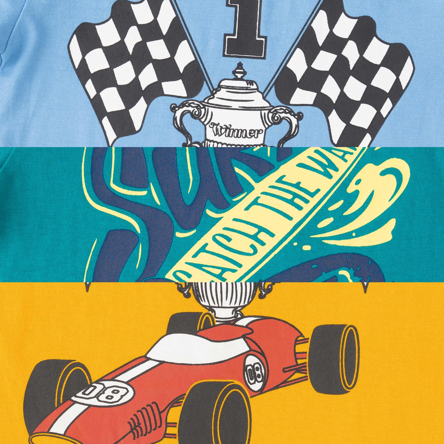 "Boys Cotton Printed T-Shirt Combo Pack of 3 – Surf Rider & Race Car Design"