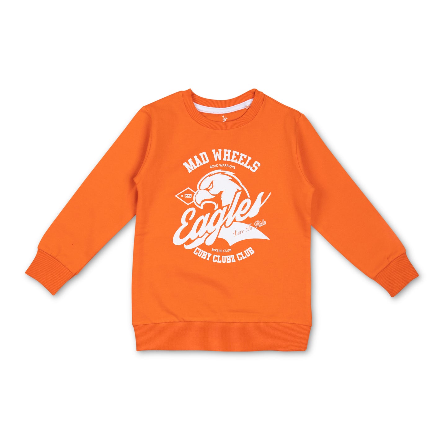 Boys' Orange Graphic T-shirt - "Mad Wheels Eagles" Biker Club Design