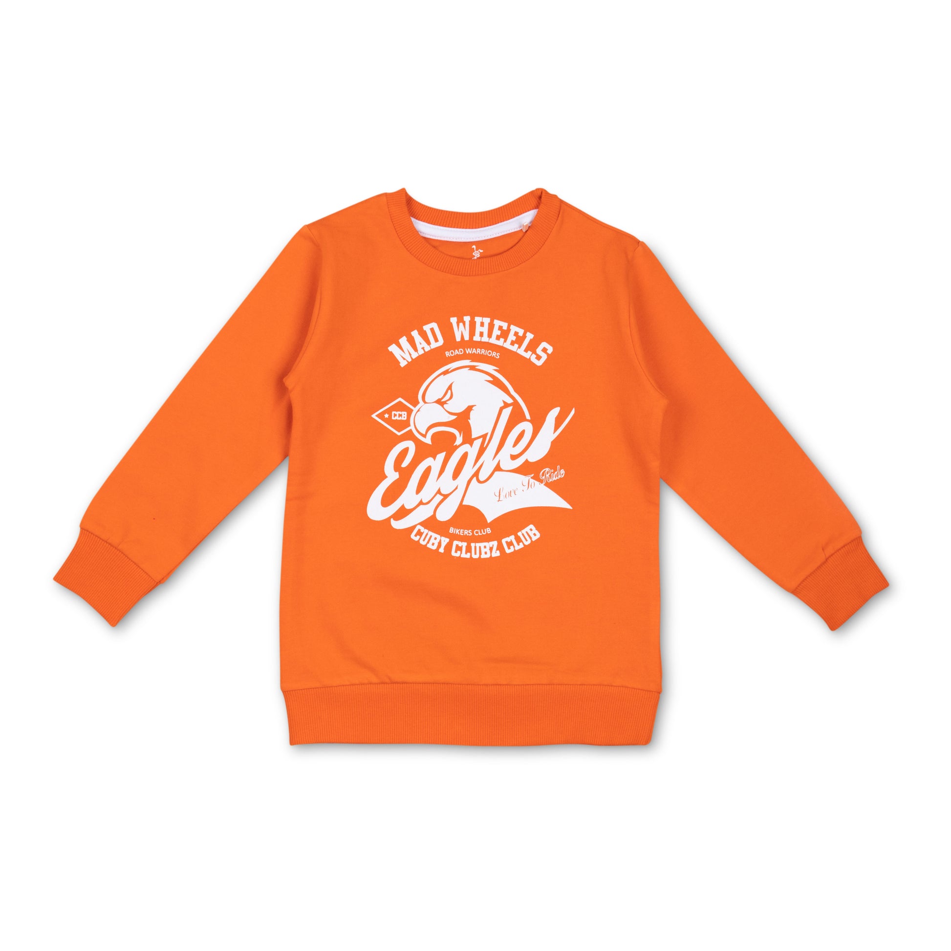 Boys' Orange Graphic T-shirt - "Mad Wheels Eagles" Biker Club Design