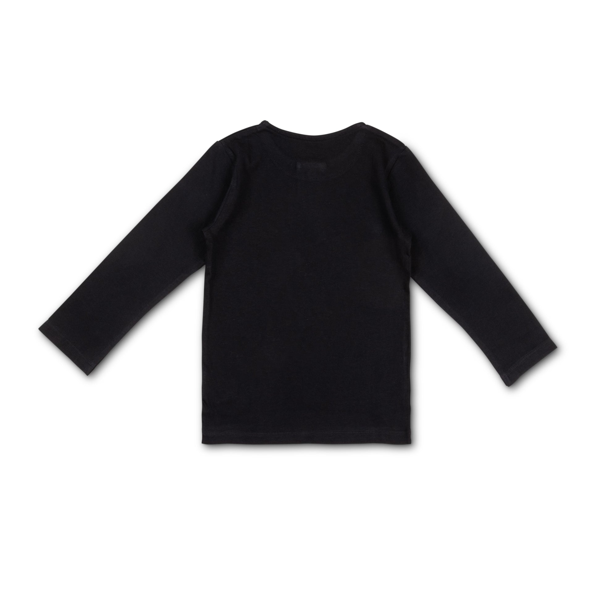Boys' Black Henley T-Shirt - "Just Awesome" Graphic Long Sleeve