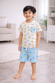 “Baby Boys T-Shirt & Shorts Set with Sun & Planet Print"