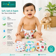 JusCubs Reusable Cotton Cloth Nappy for Babies, Adjustable Washable Cloth Nappy, Soft & Breathable, Prints & Colors, Pack of 3