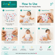 JusCubs Reusable Cotton Cloth Nappy for Babies, Adjustable Washable Cloth Nappy, Soft & Breathable, Prints & Colors, Pack of 3
