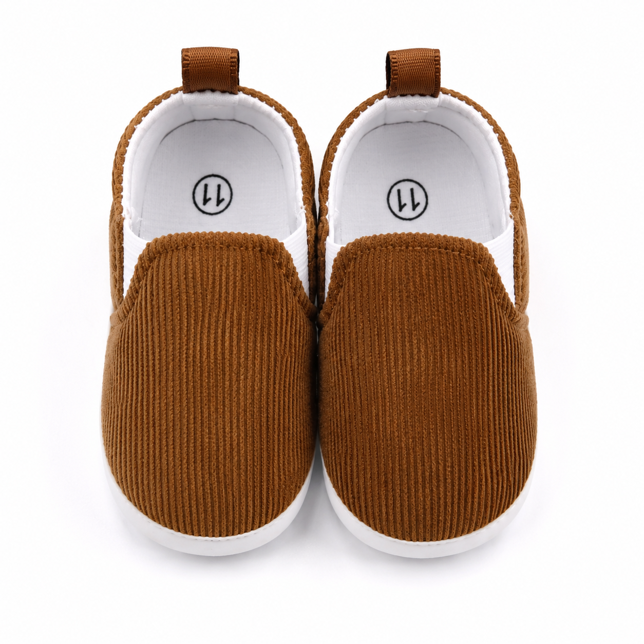 Baby Boys & Girls Corduroy Slip-On Crib Shoes | Soft Sole First Walker Shoes | Brown