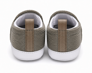 Baby Boys & Girls Corduroy Slip-On Crib Shoes | Soft Sole First Walker Shoes | Gray