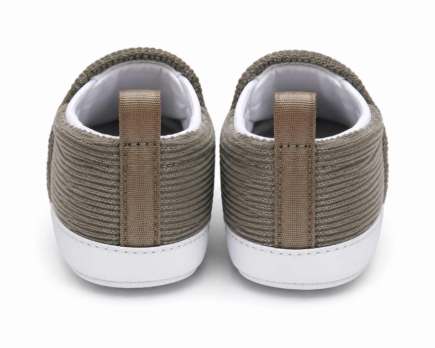 Baby Boys & Girls Corduroy Slip-On Crib Shoes | Soft Sole First Walker Shoes | Gray